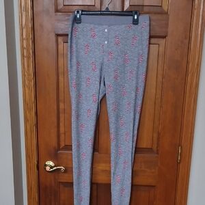 New Without Tag Gray Leggings with Red Candy Cane Pattern
